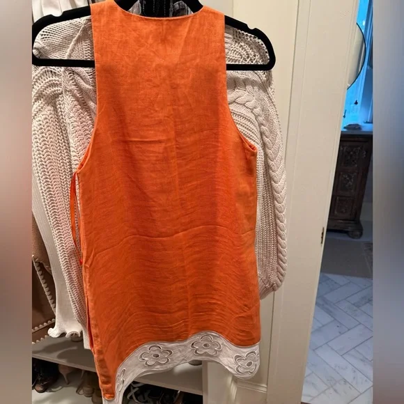 STAUD Mika Floral Eyelet-Trimmed Linen Shift Minidress - Picture 3 of 5